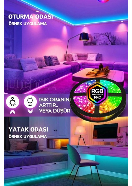 3 mt Şerit LED Animasyonlu Tak Çalıştır Kumandalı Rgb Işık Duvar Aydınlatma Ambiyans Lambader fırsatları