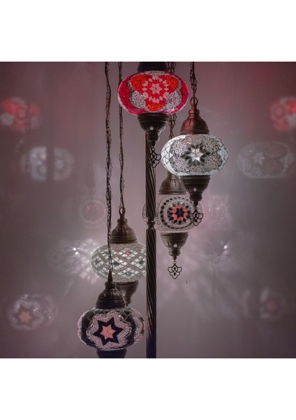 Mozaik 5'li Lambader, Köşe Lambası, Osmanlı Dekoratif Ev Aydınlatmaları, El Yapımı Mozaik Lamba fiyatları