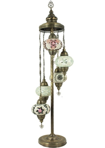 Mozaik 5'li Lambader, Köşe Lambası, Osmanlı Dekoratif Ev Aydınlatmaları, El Yapımı Mozaik Lamba modelleri