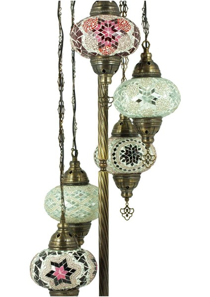 Mozaik 5'li Lambader, Köşe Lambası, Osmanlı Dekoratif Ev Aydınlatmaları, El Yapımı Mozaik Lamba fırsatları