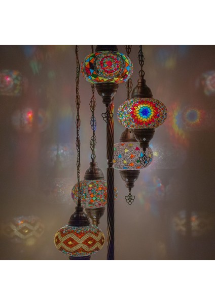 Mozaik 5'li Lambader, Köşe Lambası, Osmanlı Dekoratif Ev Aydınlatmaları, El Yapımı Mozaik Lamba fiyatları
