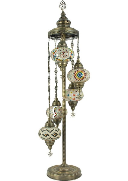 Mozaik 5'li Lambader, Köşe Lambası, Osmanlı Dekoratif Ev Aydınlatmaları, El Yapımı Mozaik Lamba modelleri
