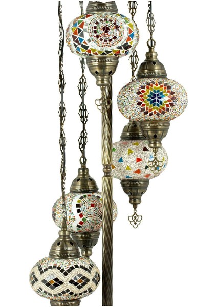 Mozaik 5'li Lambader, Köşe Lambası, Osmanlı Dekoratif Ev Aydınlatmaları, El Yapımı Mozaik Lamba fırsatları