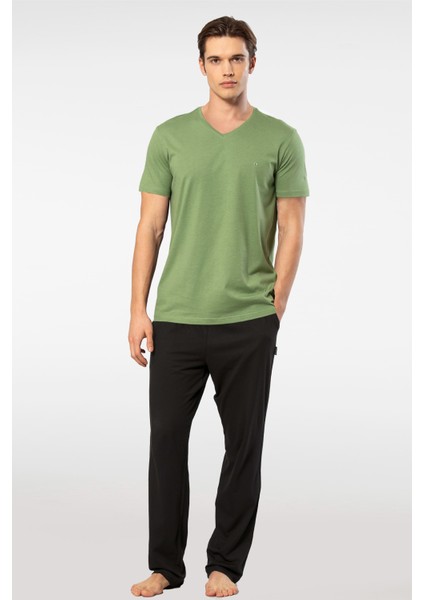 Erkek 2192/YEŞIL Kısa Kollu Modal Pijama Takımı