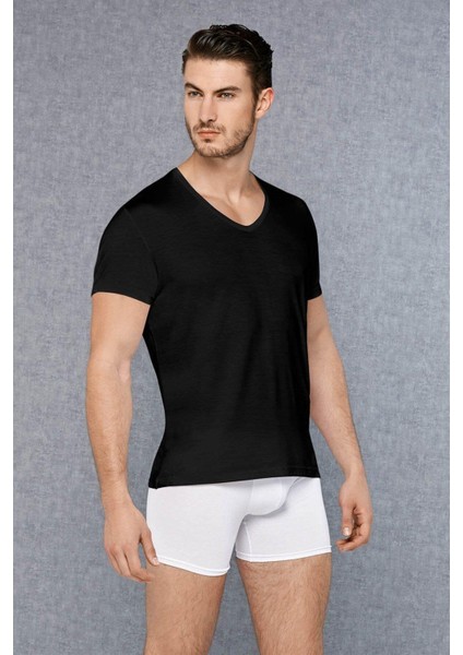 Erkek Micro Modal V Yaka Kısa Kol T Shirt 2865 indirimleri