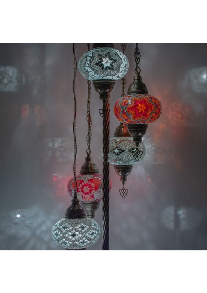 Mozaik 5'li Lambader, Köşe Lambası, Osmanlı Dekoratif Ev Aydınlatmaları, El Yapımı Mozaik Lamba fiyatları