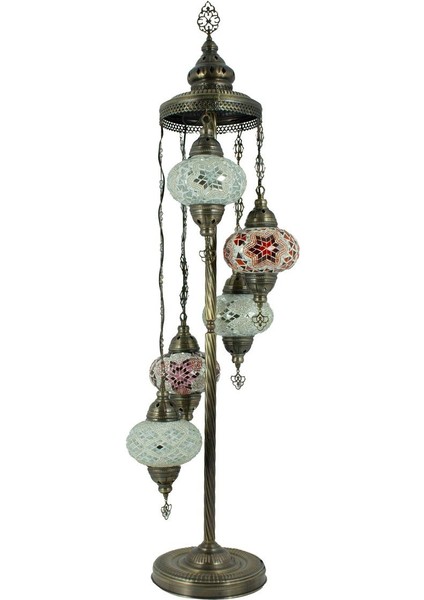 Mozaik 5'li Lambader, Köşe Lambası, Osmanlı Dekoratif Ev Aydınlatmaları, El Yapımı Mozaik Lamba modelleri