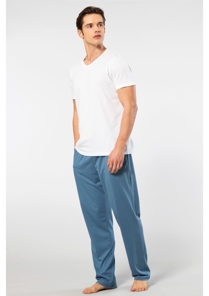Erkek 2192/BEYAZ Kısa Kollu Modal Pijama Takımı