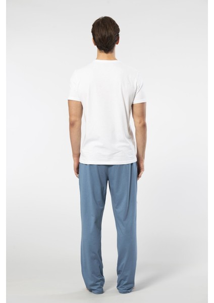 Erkek 2192/BEYAZ Kısa Kollu Modal Pijama Takımı
