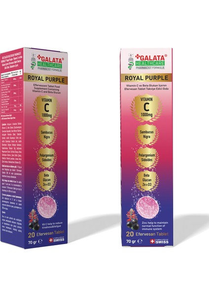 Royal Purple Sambucus N.,Pelergonium S.,1000 Mg C Vitamini 20 Eff