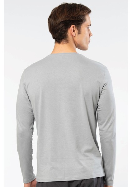 Erkek Modal Pamuk Bisiklet Yaka T-Shirt 2242/GRI fırsatları
