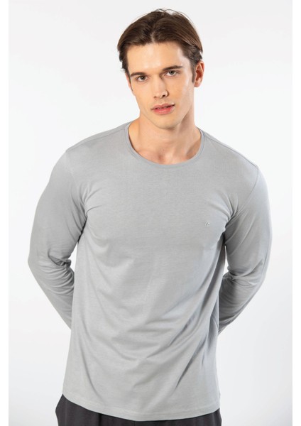 Erkek Modal Pamuk Bisiklet Yaka T-Shirt 2242/GRI indirimleri