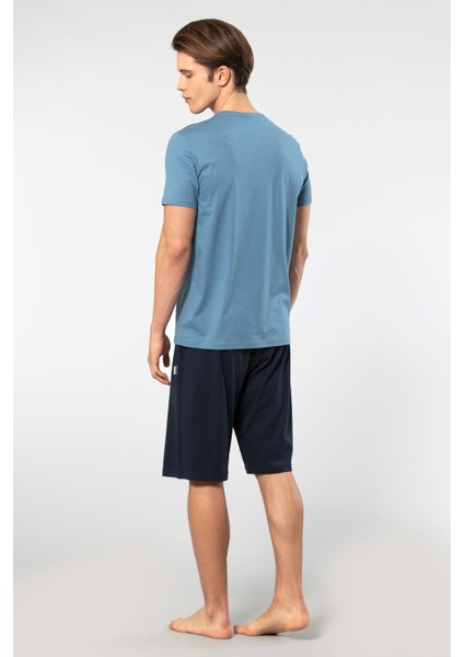 Erkek 2193/İNDIGO Kısa Kollu Modal Bermuda Takımı indirimleri