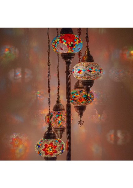 Mozaik 5'li Lambader, Köşe Lambası, Osmanlı Dekoratif Ev Aydınlatmaları, El Yapımı Mozaik Lamba fiyatları