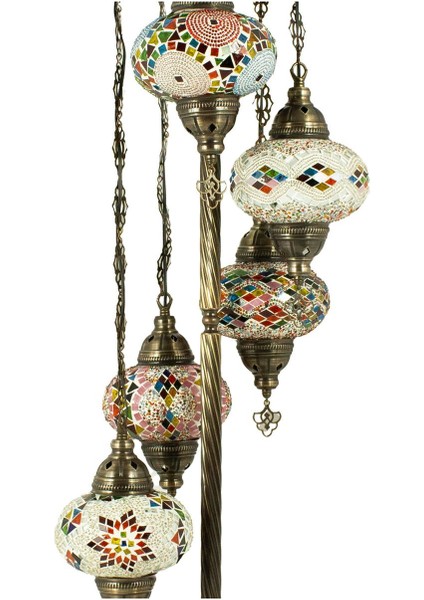 Mozaik 5'li Lambader, Köşe Lambası, Osmanlı Dekoratif Ev Aydınlatmaları, El Yapımı Mozaik Lamba fırsatları