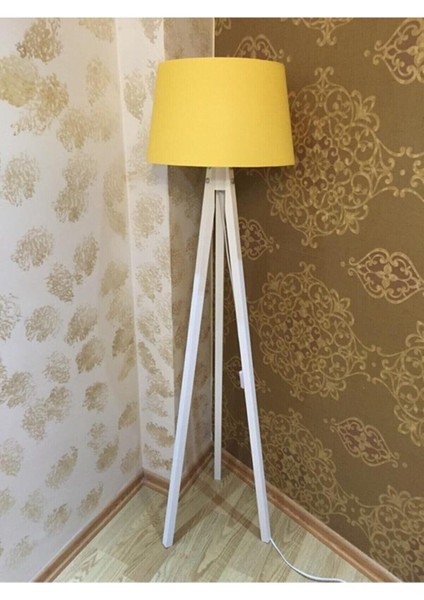 Konik Lambader 3 Ayaklı Abajur Sarı Beyaz LY631