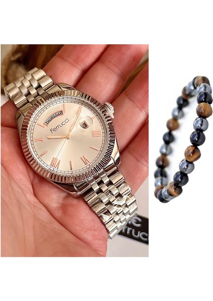 Takvimli Erkek Kol Saati 3 Atm Su Geçirmezlik+Bileklik