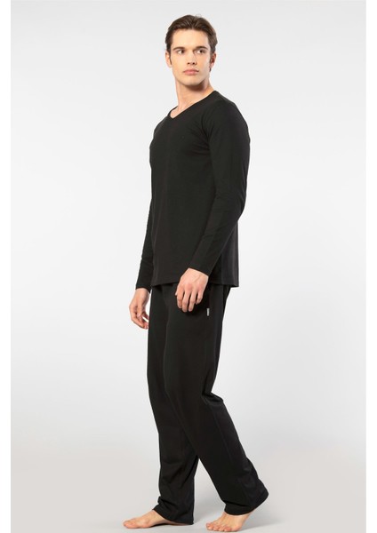 Erkek Uzun Kollu Modal Pijama Takımı 2237/SIYAH fiyatları