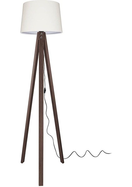 Ahşap Lambader 3 Ayaklı Abajur Krem Kahve LY685