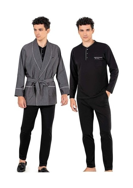 Erkek 3'lü Rob Takımı 5610 - Siyah