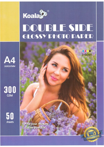 Canon Gı-40 G5040 ile Uyumlu Premium Parlak Çift Taraflı Double Side A4 Fotoğraf Kağıdı 300 Gr. 50 Adet