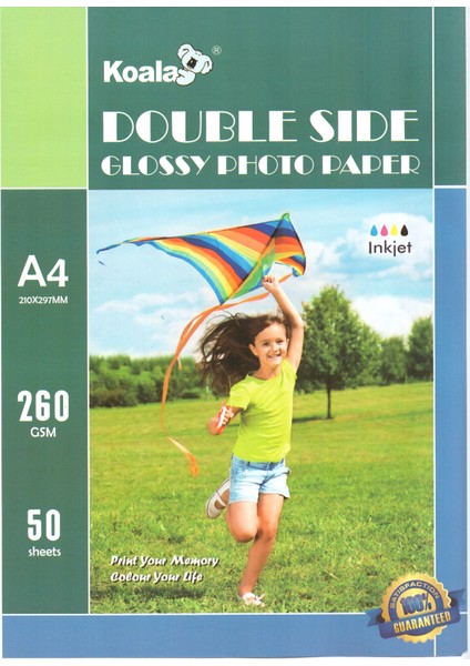 Canon Gı-40 GM4040 ile Uyumlu Premium Parlak Çift Taraflı Double Side A4 Fotoğraf Kağıdı 260 Gr. 50 Adet