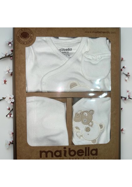 %100 Pamuklu 5'li Yenidoğan Hastane Çıkışı Seti – Ayıcık Desenli modelleri