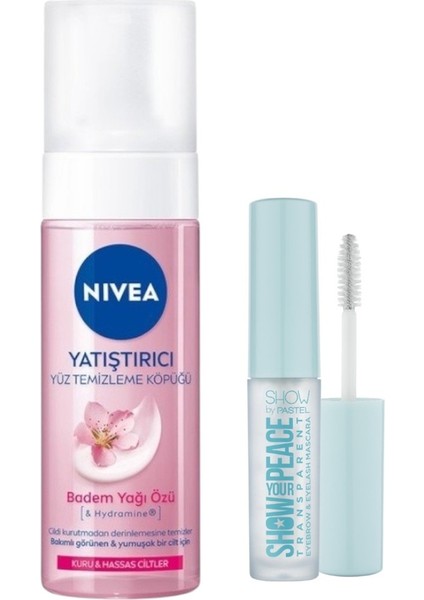 Transparan Kaş ve Kirpik Maskarası + Nivea-Yüz Temizleme Köpüğü 150 ml Kuru ve Hassas Ciltler