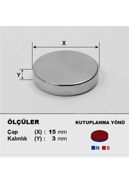 5 Adet 15MM x 3mm Yuvarlak Süper Güçlü Neodyum Mıknatıs modelleri