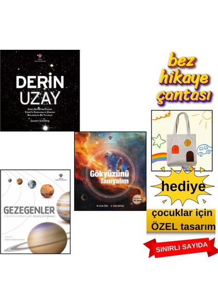 Tübitak Uzay Serisi 3'lü Kitap Seti | Derin Uzay - Gezegenler - Gökyüzünü Tanıyalım