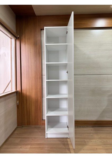 Ladik - Beyaz Tek Kapaklı Gardırop 210-45-45 cm (Çift Yönlü Kapak)