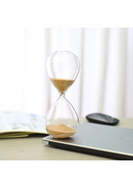 Dekoratif Cam Kum Saati Küçük Boy 30 Dk, Krem, 16 x 5