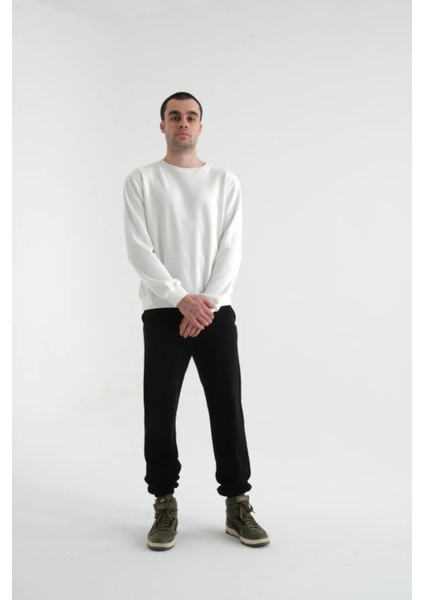 Basic Pamuklu Bisiklet Yaka Erkek Sweatshirt