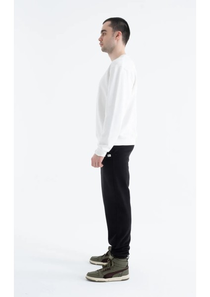 Basic Pamuklu Bisiklet Yaka Erkek Sweatshirt