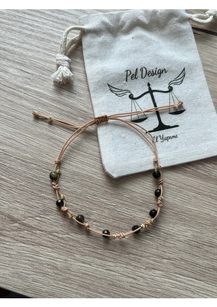 Minimal Siyah Turmalin Ip Bileklik & Halhal