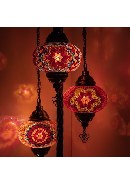 Retro 3'lü Mozaik Lambader, El Yapımı Mozaik Lamba, Osmanlı Aydınlatmaları, Türk El Sanatları fiyatları