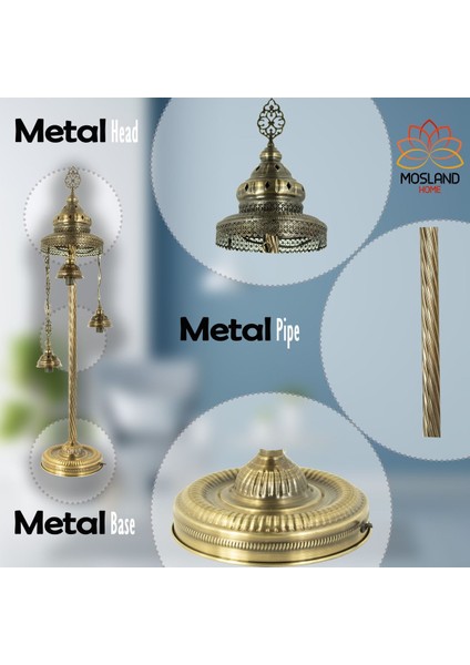 El Yapımı Otantik Boho Mozaik Renkli Cam 3'lü Lambader Köşe Lambası indirimleri