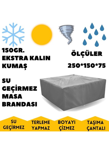 Ekstra Kalın Bahçe Mobilyası Koltuk Masa Sandalye Örtü Branda 250X150X75 150GR. Sıvama Kumaş