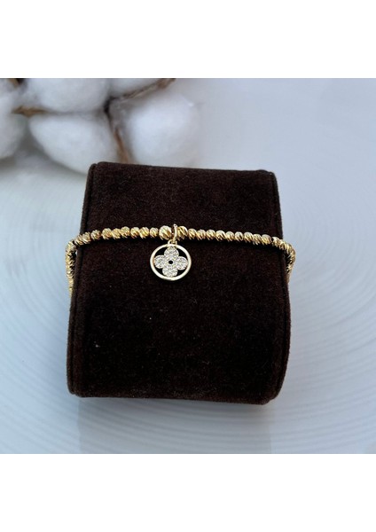 Yonca Detaylı Modern Gold Bileklik