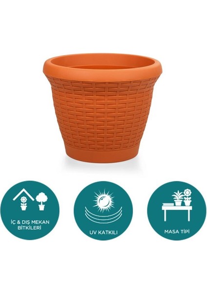 SO-HS03 Plastik Hasır Desenli Dekoratif Saksı 10 Litre No 3 modelleri