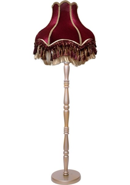 Bordo Vintage Lambader Kadife Kumaş Kaplama Ahşap Gold Kaplama Ayak LM0122
