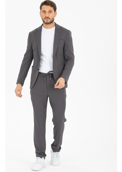 Spor Erkek Takım Elbise İpli Slim Fit ( Full Likralı )