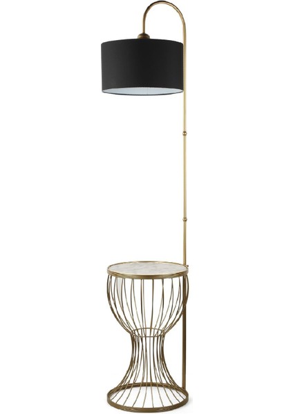 Aldora Sehpa Lambader Eskitme Mermer Ahşap Siyah Şapka