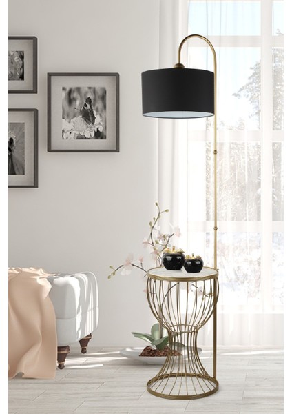 Aldora Sehpa Lambader Eskitme Mermer Ahşap Siyah Şapka fiyatları