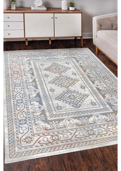 Paradise Gri Mavi Halı Modern Dokuma Halı Yumuşak Oturma Odası Salon Çocuk Odası Mutfak Halısı M082B
