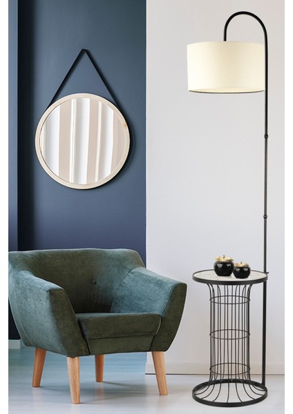 Cemre Sehpa Lambader Siyah Mermer Ahşap Krem Şapka fiyatları