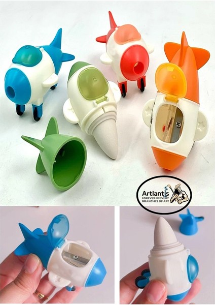 Uçak Figürlü Silgili Kalemtraş 4 Lü 1 Paket Bubu Uçak Şekilli Silgili Kalemtraş Sevimli Erkek Çocuk Kalemtraş ve Silgi