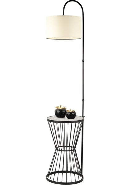 Aytuğ Sehpa Lambader Siyah Mermer Ahşap Krem Şapka modelleri