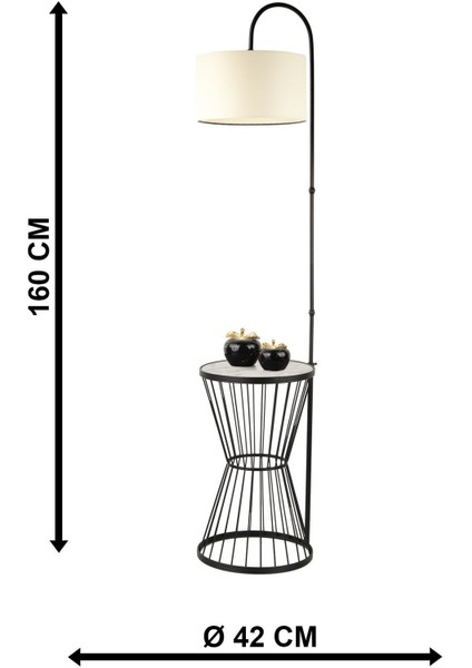 Aytuğ Sehpa Lambader Siyah Mermer Ahşap Krem Şapka indirimleri