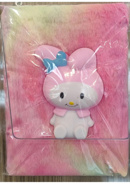 A5 Boyutunda Kuromi My Melody Sukuşi Kabartmalı Peluş Çizgili Çok Amaçlı Defter